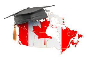 education canada concept canadian map with graduate cap 3d rendering