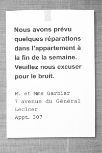 avis de réparations à venir