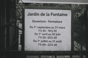 heure d'ouverture du jardin de la fontaine