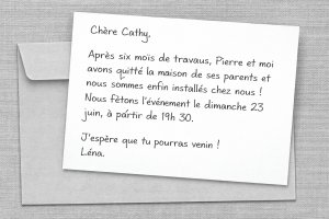 invitation manuscrite et enveloppe grise