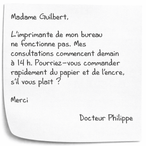 note manuscrite de dr. philippe